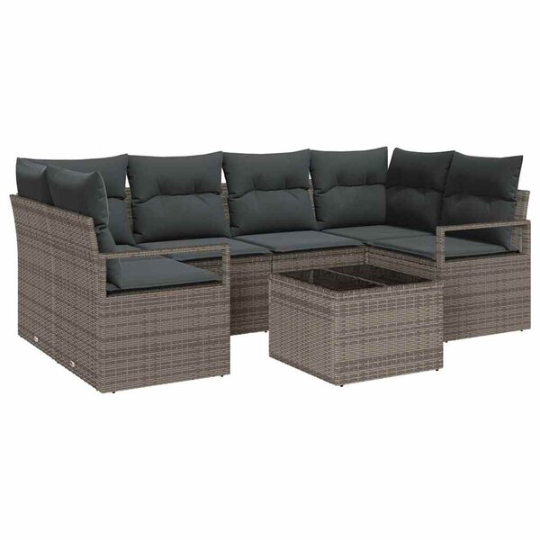 vidaXL Ensemble de canapé de jardin 7 Pièces Gris 55 x 55 x 37 cm