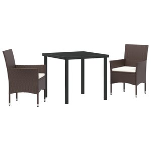 vidaXL Ensemble de Salle à Manger de Jardin 3 Pièces Marron Poly Rattan