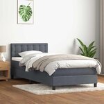 vidaXL Sommier à lattes de lit et matelas gris foncé 90x210 cm velours