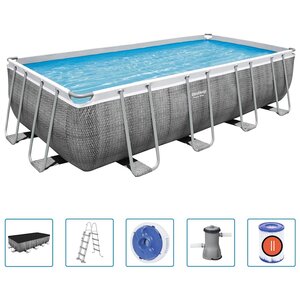 Bestway Ensemble de piscine Power Steel Rectangulaire 488x244x122 cm