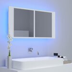 vidaXL Armoire salle de bain à miroir LED Blanc 90x12x45 cm Acrylique