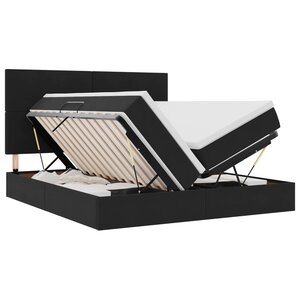 vidaXL Lit de rangement LED avec matelas Noir 200 x 200 cm Velours