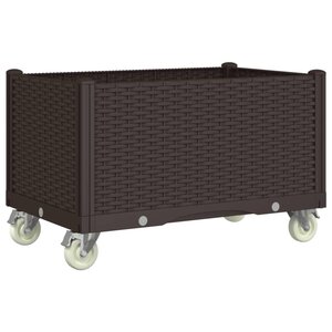 vidaXL Jardinière à roulettes marron 80x50x54 cm PP