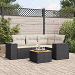 vidaXL Salon de jardin 5 Pièces avec coussins noir résine tressée