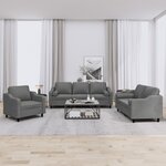 vidaXL Ensemble de canapés 3 Pièces coussins gris foncé tissu