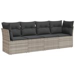 vidaXL Salon de jardin 4 Pièces avec coussins gris clair résine tressée