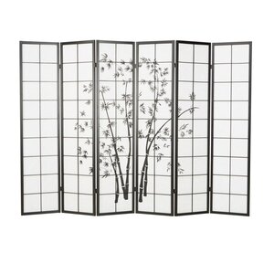 Paravent bois 6 pans bambou noir