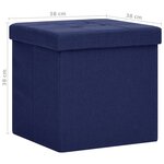 vidaXL Tabouret de rangement pliable Bleu Faux lin