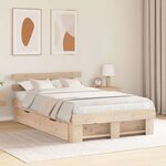 vidaXL Cadre de lit avec tiroir Marron 140 x 190 cm Bois massif en pin