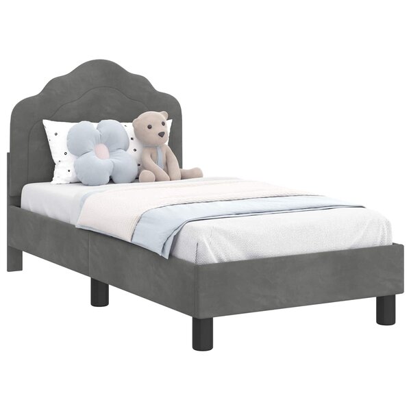 vidaXL Cadre de lit pour tout-petit avec tête de lit Gris foncé