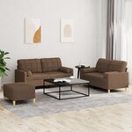 vidaXL Ensemble de canapés 3 Pièces avec coussins marron tissu