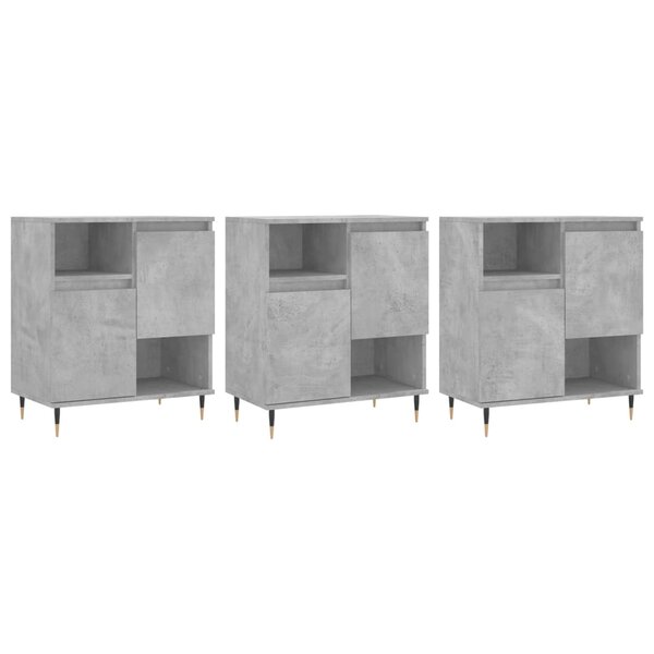 vidaXL Buffets 3 Pièces gris béton bois d'ingénierie