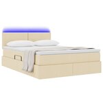 vidaXL Lit de rangement LED avec matelas Crème 140 x 190 cm Tissu