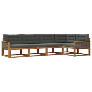 vidaXL Ensemble de canapés d'extérieur 5 Pièces Naturel et Anthracite