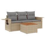 vidaXL Salon de jardin avec coussins 4Pièces mélange beige résine tressée