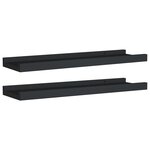 vidaXL Étagères à rebord pour cadre photo 2 Pièces Noir 40x9x3 cm MDF