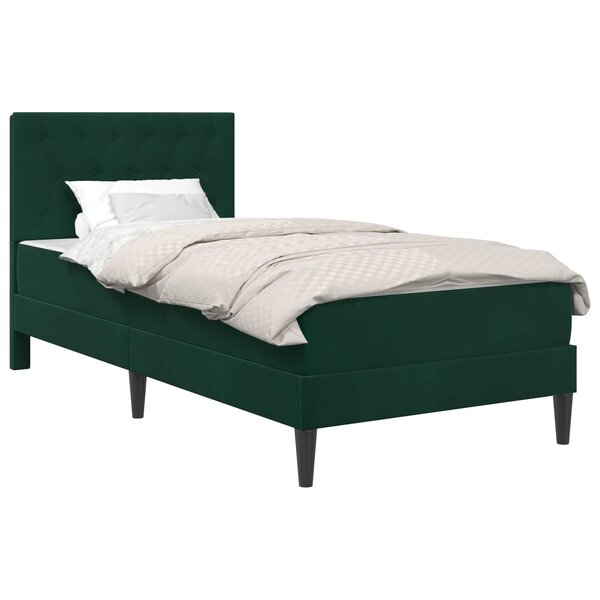 vidaXL Cadre de lit avec matelas Vert foncé 100 x 200 cm Velours