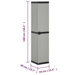 vidaXL Armoire de rangement de jardin 3 étagères Gris/noir 34x40x168cm
