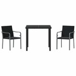 vidaXL Ensemble de salle à manger pour jardin 3 Pièces Noir Poly rotin