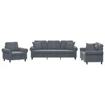 vidaXL Ensemble de canapés 3 Pièces avec coussins gris foncé velours