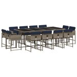 vidaXL Ensemble à manger de jardin avec coussins 13 Pièces résine tressée