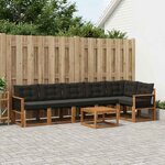 vidaXL Ensemble de canapés d'extérieur 7 pc Naturel et noir
