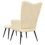 vidaXL Chaise de relaxation avec tabouret Blanc crème Velours