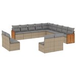 vidaXL Salon de jardin avec coussins 13 Pièces beige résine tressée