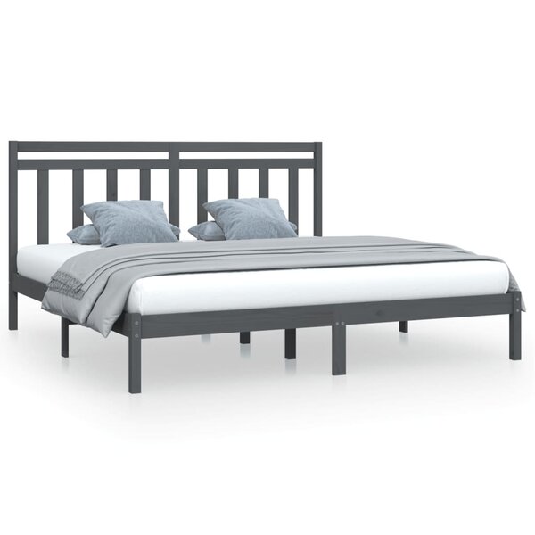 vidaXL Cadre de lit Gris Bois massif 200x200 cm