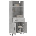 vidaXL Buffet haut Gris béton 69 5x34x180 cm Bois d'ingénierie