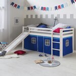 Lit mi-haut bleu 90x200 cm sommier matelas