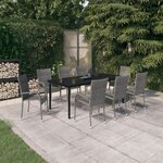 vidaXL Ensemble à manger de jardin 9 Pièces Gris et noir