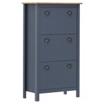 vidaXL Armoire à chaussures Hill Gris 72x35x124 cm Bois de pin solide
