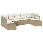 vidaXL Ensemble de canapé de jardin avec coussin 7 Pièces beige et crème
