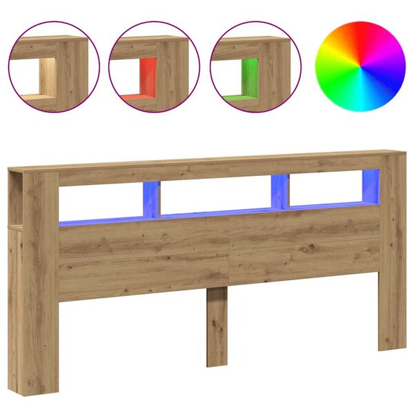 vidaXL Tête de lit à LED chêne artisanal 220x18 5x103 5 cm