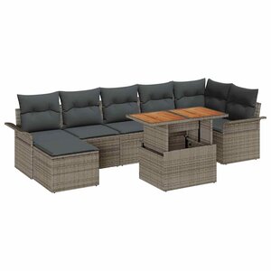 vidaXL Ensemble de canapé de jardin 8 Pièces Gris Poly rotin
