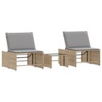 vidaXL Chaises longues 2 pièces avec table en résine tressée beige