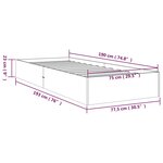 vidaXL Cadre de lit sans matelas noir bois massif 75x190 cm