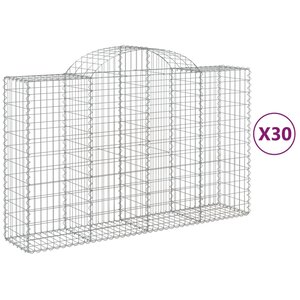 vidaXL Paniers à gabions arqués 30 Pièces 200x50x120/140 cm Fer galvanisé