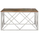 vidaXL Table basse argenté inox et bois de récupération massif