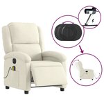 vidaXL Fauteuil inclinable de massage électrique crème velours