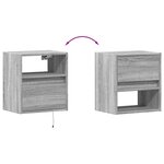 vidaXL Table de chevet murale avec lumières LED sonoma gris