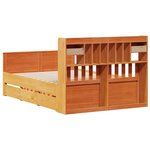 vidaXL Lit bibliothèque sans matelas cire marron 150x200 cm pin massif