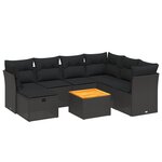vidaXL Salon de jardin 8 Pièces avec coussins noir résine tressée