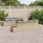 vidaXL Ensemble de salle à manger pour jardin 9 Pièces Beige et gris