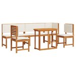 Ensemble de jardin 6 pièces avec coussins en bois d'acacia