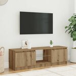 vidaXL Meuble TV avec lumières LED chêne artisanal bois d'ingénierie