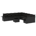 vidaXL Salon de jardin 11 Pièces avec coussins noir résine tressée