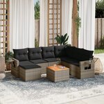 vidaXL Salon de jardin 8 Pièces avec coussins gris résine tressée