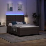 vidaXL Lit à ressorts avec matelas Marron foncé 160 x 200 cm tissu